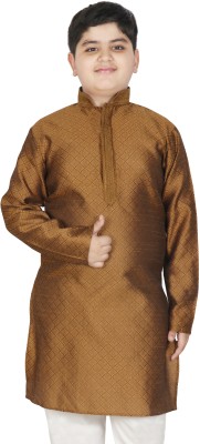 SG YUVRAJ Boys Self Design Straight Kurta(Brown)