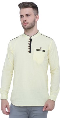 KUONS AVENUE Men Solid Straight Kurta(Yellow)