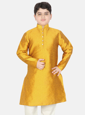 SG YUVRAJ Boys Solid Straight Kurta(Blue)