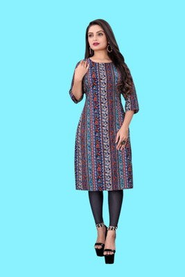 Tulsii Fab Women Printed Anarkali Kurta(Dark Blue)