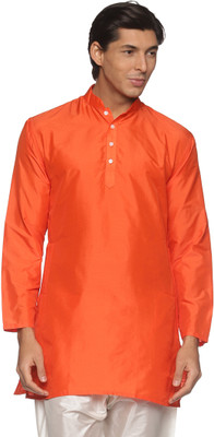Sethukrishna Men Solid A-line Kurta(Orange)