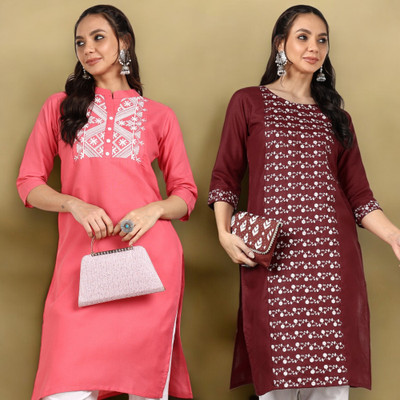 VIVIDH CREATIONS Women Colorblock A-line Kurta(Multicolor)