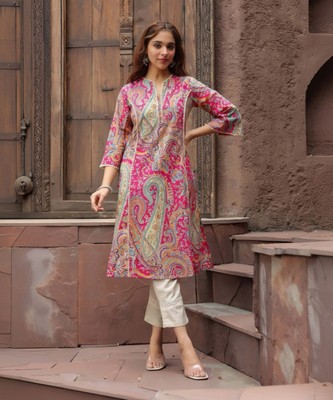 Tabeedah Women Printed A-line Kurta(Multicolor)