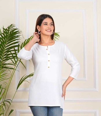 SONUINFOTECH Women Solid Straight Kurta(White)
