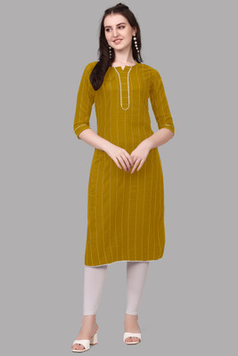 Gold Art Fashion Women Self Design Straight Kurta(Green)