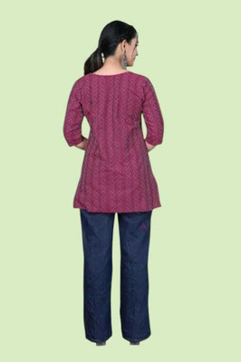 Rangrasiya Creation Women Striped A-line Kurta(Maroon)
