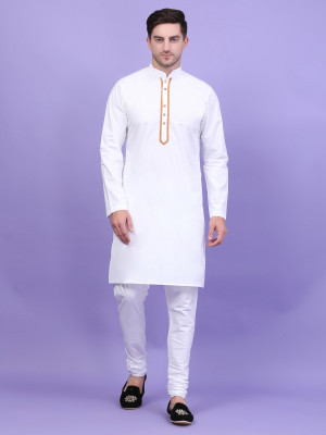 QISHTAR Men Solid A-line Kurta(White)