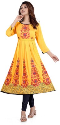 Hur Fashion Zone Women Printed Anarkali Kurta(Yellow)