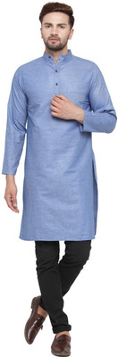 Aarsha Men Solid Straight Kurta(Blue)