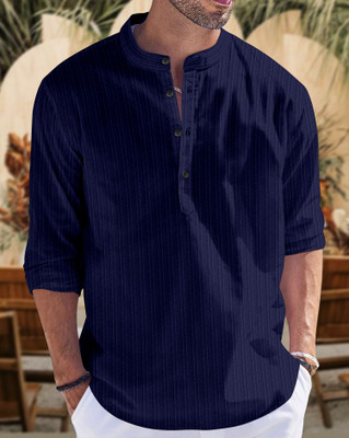 SPOQUE Men Solid Straight Kurta(Dark Blue)