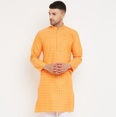 ARMAAN ETHNIC Men Self Design Straight Kurta(Orange)