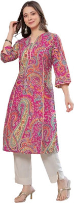 VRSS ENTERPRISES Women Printed Straight Kurta(Pink)