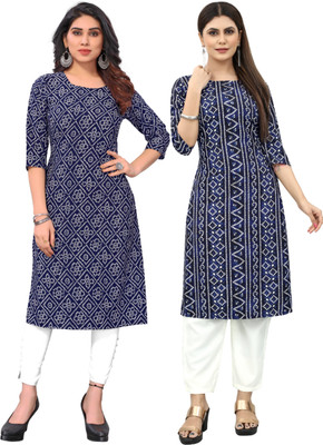 HouseOfCommon Women Self Design Straight Kurta(Blue)