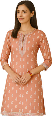 ArCollection Store Women Printed A-line Kurta(Orange)