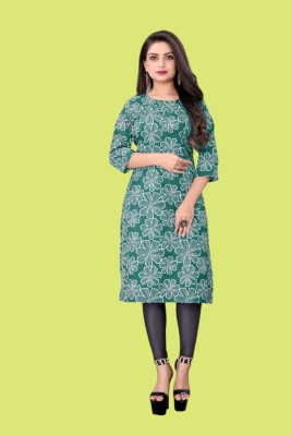 STYLESTATEMENT Women Printed Straight Kurta(Green)