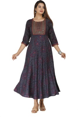 NANAK FEB Women Embroidered Anarkali Kurta(Light Blue)