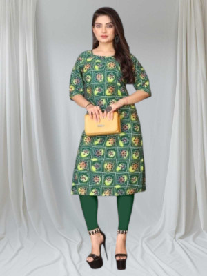 SAIKRUPA FASHION Women Printed A-line Kurta(Green)