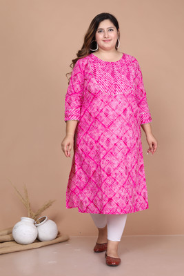 Avnii Women Printed Straight Kurta(Pink)