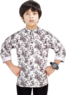 MADE IN THE SHADE Boys Printed Straight Kurta(White)