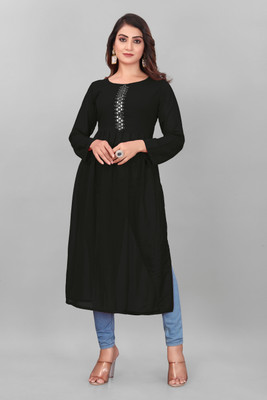 Mastvery Women Solid A-line Kurta(Red)