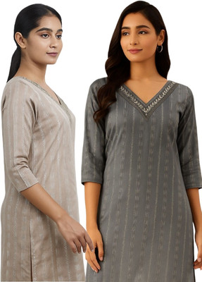Badry Fashion Women Self Design A-line Kurta(Multicolor)