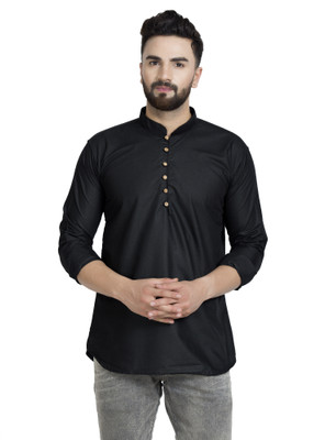 ABH Lifestyle Men Solid Straight Kurta(Black)