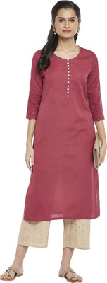 Rangmanch by Pantaloons Women Solid A-line Kurta(Maroon)