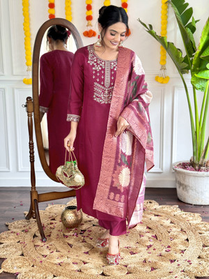 RN Fashion Embroidered Kurta, Trouser/Pant & Dupatta Set
