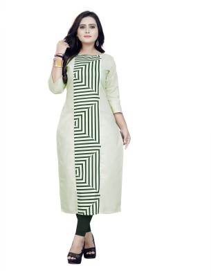 S K Enterprise Women Printed Straight Kurta(Light Green)