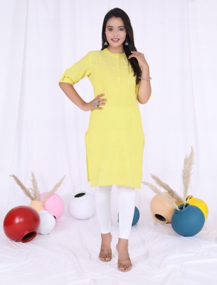 becooper Women Solid A-line Kurta(Yellow)