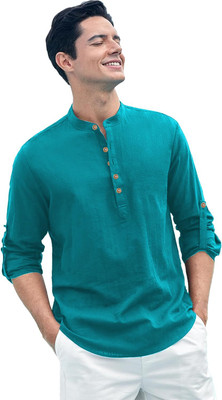 DaReal Men Solid A-line Kurta(Brown)