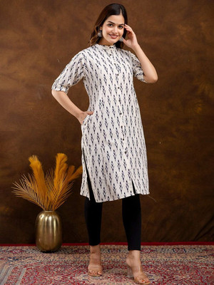 FASHION PETALS Women Floral Print A-line Kurta(White)