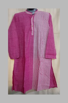 EKOK Men Striped Straight Kurta(Pink)