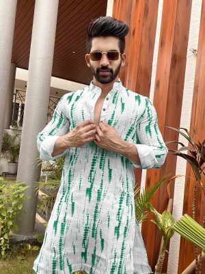 DIAMOND CLUSTER Men Printed Straight Kurta(Green)