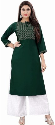 sr enterprises Women Embroidered A-line Kurta(Green)