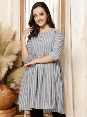 VIMCOTT Women Striped A-line Kurta(Multicolor)