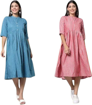 Rangrasiya Creationlp Women A-line Multicolor Midi/Calf Length Dress