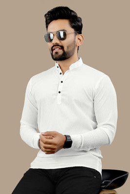 LEVIDE Men Solid Trail Cut Kurta(Light Blue)