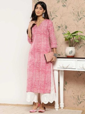 Ambrosia retail Women Printed A-line Kurta(Pink)