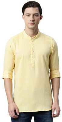 Vimal Star Men Solid Straight Kurta(Yellow)