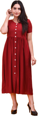 Safoora Creation Women Solid A-line Kurta(Maroon)