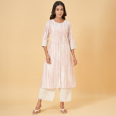 Rangmanch by Pantaloons Women Dyed/Ombre A-line Kurta(Pink)