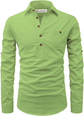 RAREMARK Men Solid A-line Kurta(Light Green)