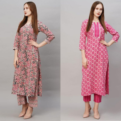 HOLY STAR WORLD Women Printed Straight Kurta(Beige)