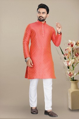 Trendsphere Men Printed A-line Kurta(Orange)