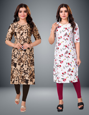 Sargam Women Printed Straight Kurta(White)