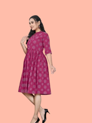 Rangrasiya Texc Women Printed Anarkali Kurta(Purple)
