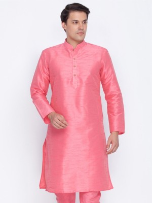 VASTRAMAY Men Solid Straight Kurta(Pink)