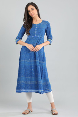 Sheeba Creation Women Printed A-line Kurta(Blue)
