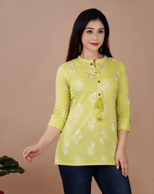 Shagunas Women Floral Print Straight Kurta(Light Green)